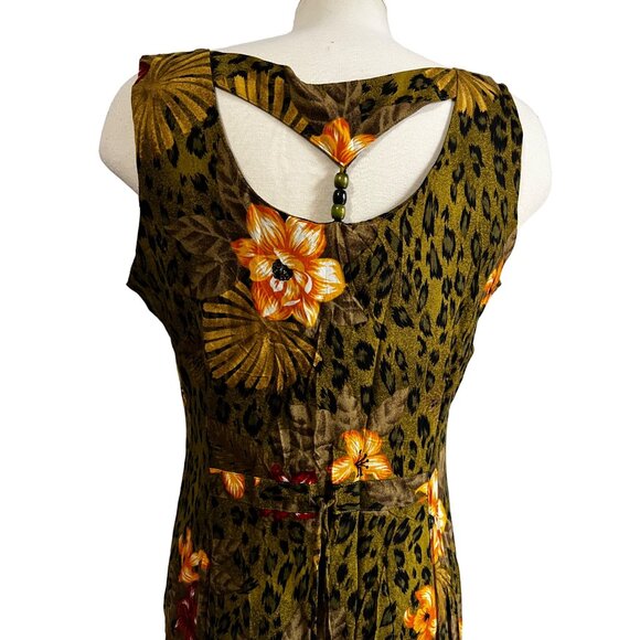 Vintage Floral Racerback Boho Maxi Dress Sz 12 by Scarlett Green Animal Print - Picture 12 of 15